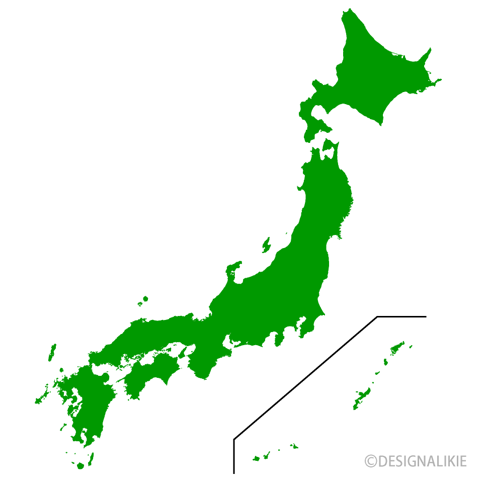 緑色の日本地図イラストのフリー素材 イラストイメージ