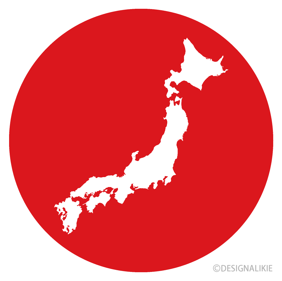 日の丸の日本地図イラストのフリー素材 イラストイメージ