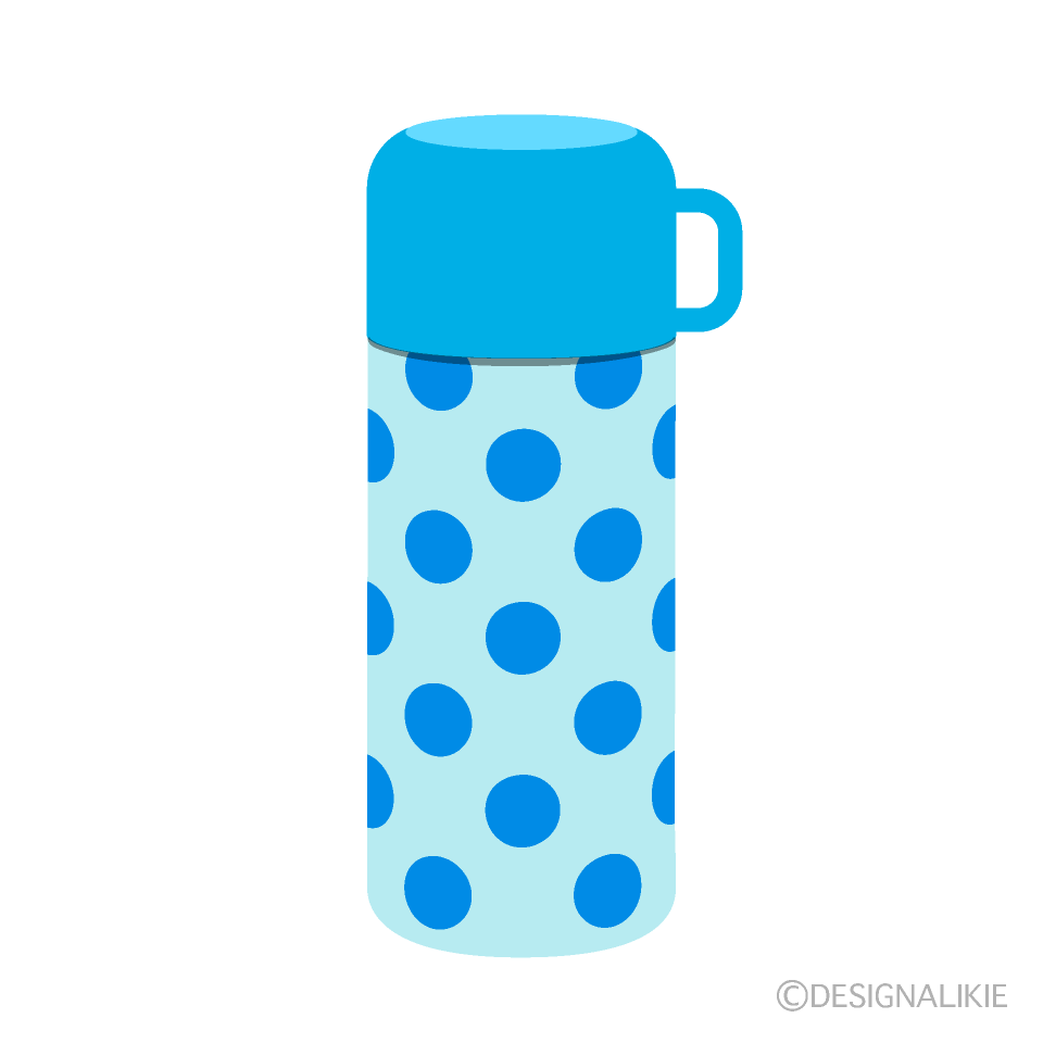 水玉の水筒イラストのフリー素材 イラストイメージ