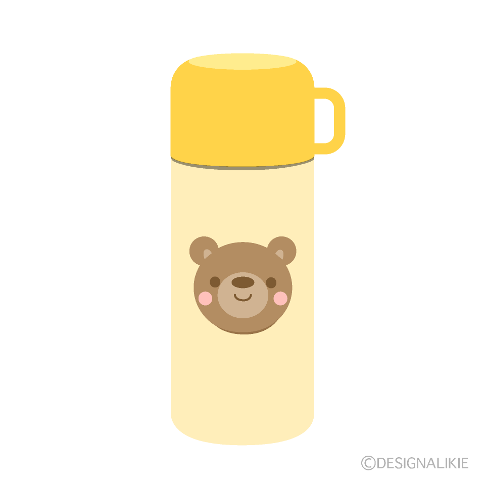 かわいいクマの水筒イラストのフリー素材 イラストイメージ
