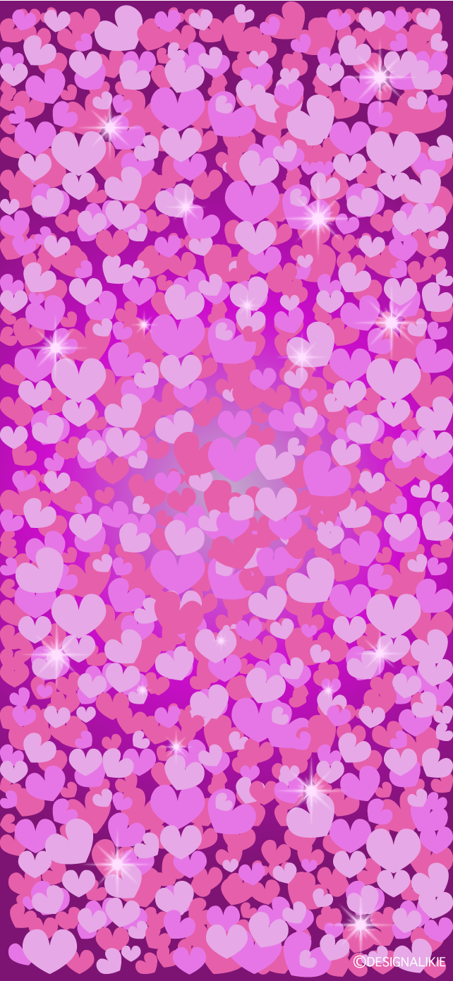 ピンク色キラキラハート Iphone壁紙イラストのフリー素材 イラストイメージ