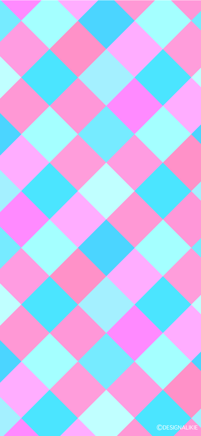 薄ピンクと水色チェック柄 Iphone壁紙イラストのフリー素材 イラストイメージ