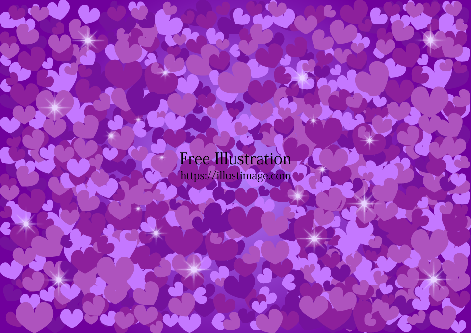 たくさんの紫ハートイラストのフリー素材 イラストイメージ