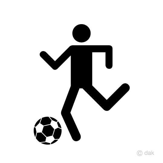 サッカーでドリブルするピクトグラムイラストのフリー素材 イラストイメージ