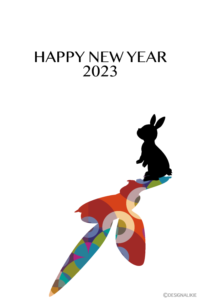 ウサギの和柄影年賀状イラストのフリー素材 イラストイメージ