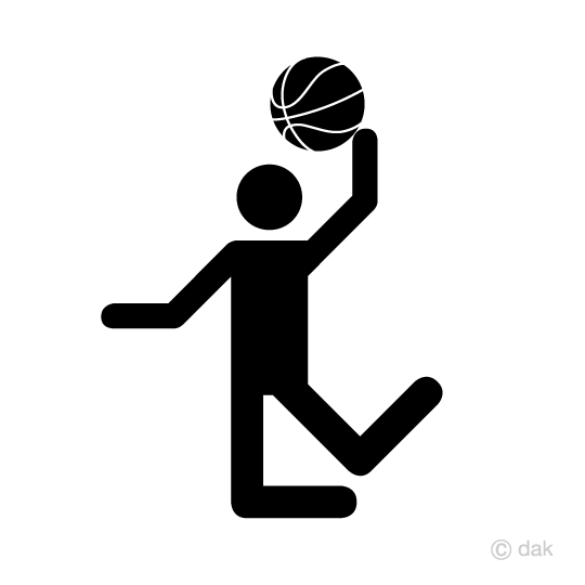 バスケでダンクシュートするピクトグラムイラストのフリー素材 イラストイメージ