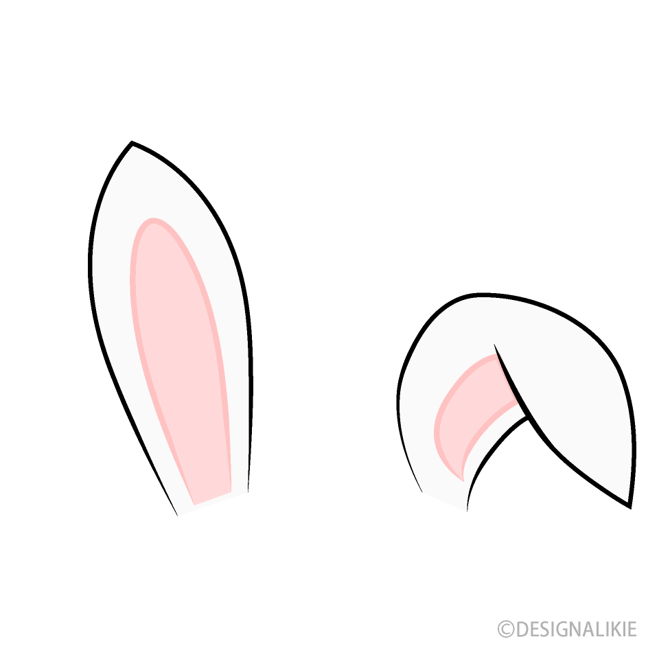 白いうさぎ耳（片方曲げ）イラストのフリー素材｜イラストイメージ