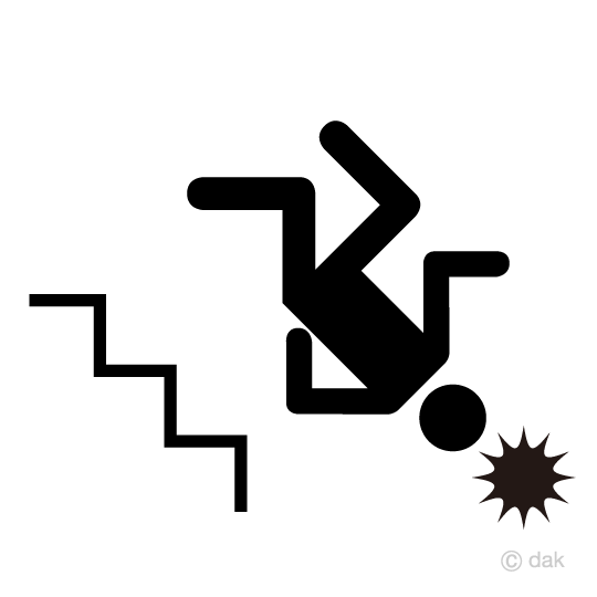 階段から転落する人のピクトグラムの無料イラスト素材 イラストイメージ