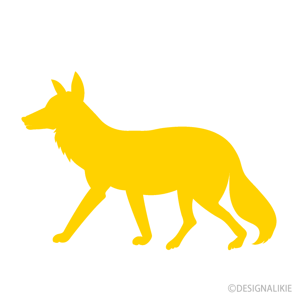 歩く狐の黄色シルエット