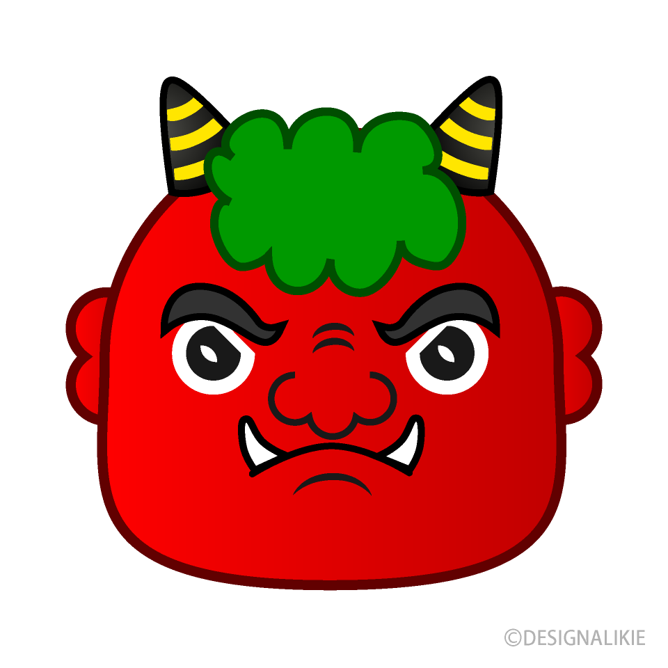 怒った鬼の顔イラストのフリー素材 イラストイメージ