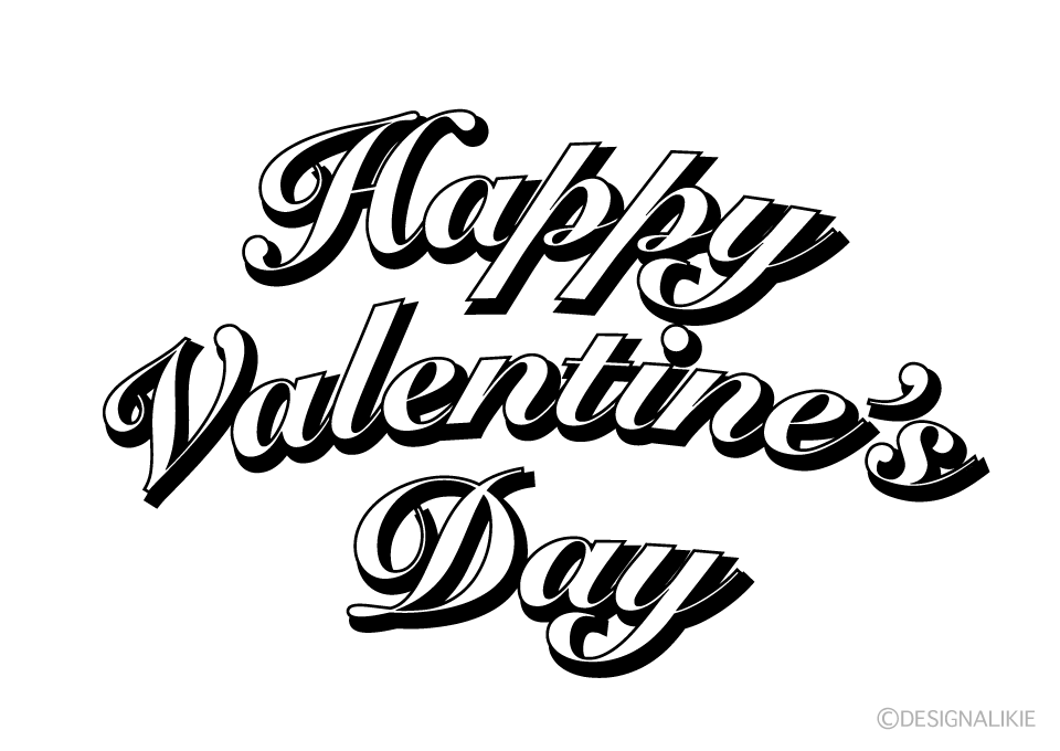 Happy Valentines Day（白黒）