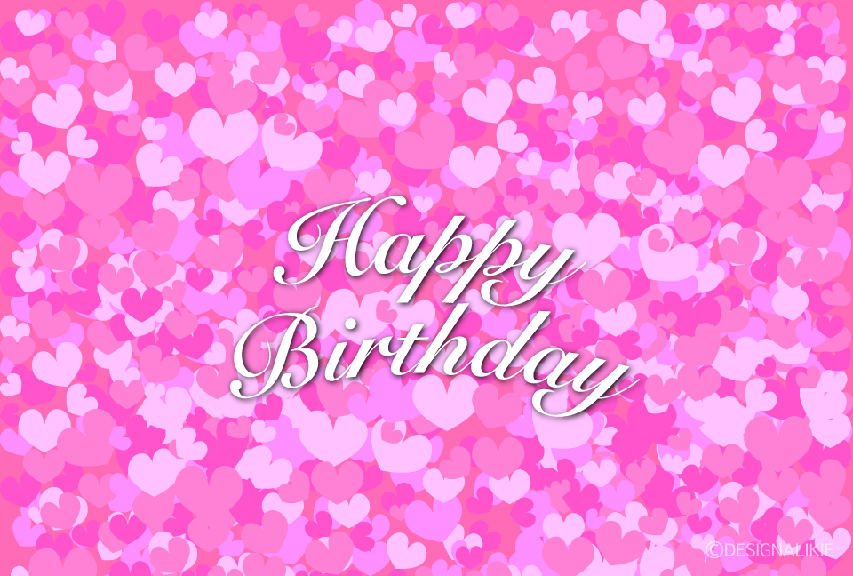 ピンクハートのHappy Birthdayカード