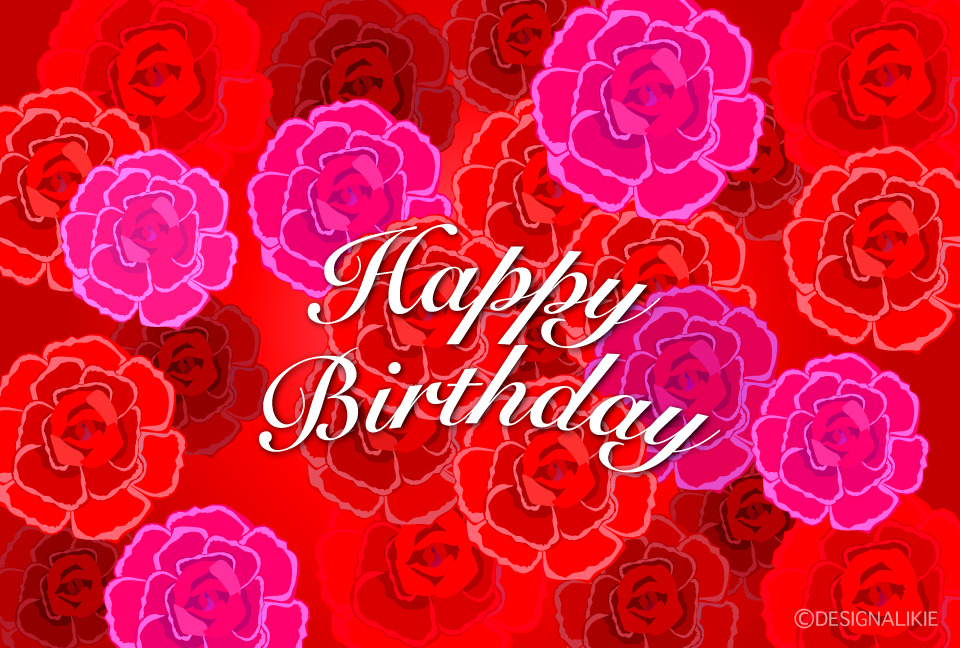 薔薇花のHappy Birthdayカード