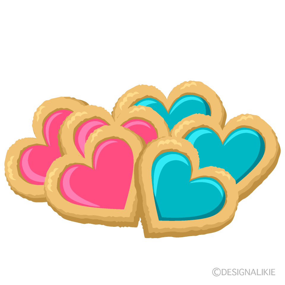 ピンクと水色のハートクッキー