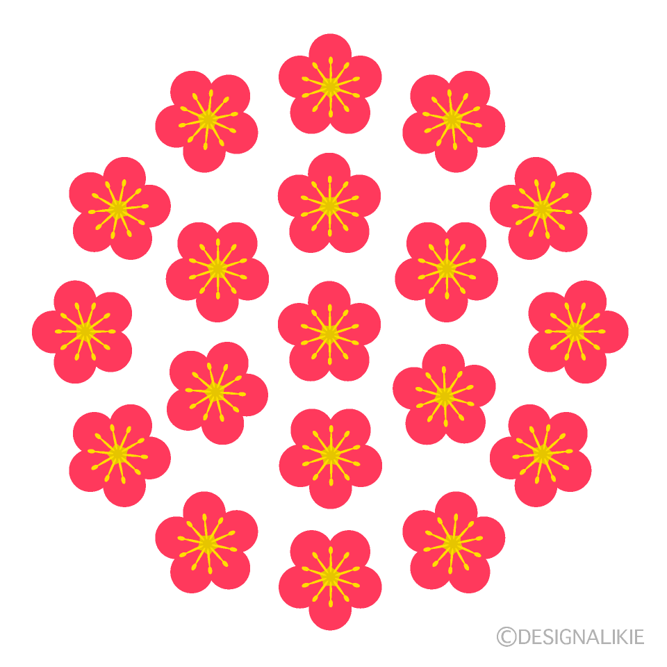 シンプルな円形の梅の花