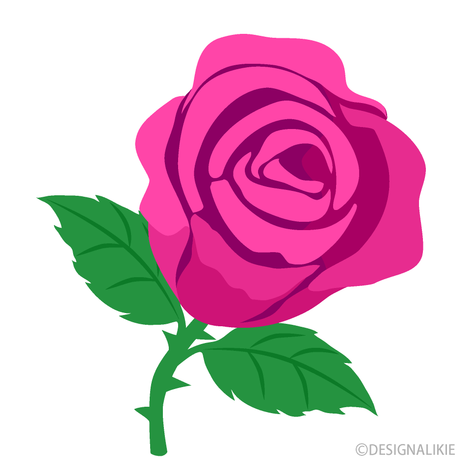 無料の一輪のピンク薔薇イラストフリー素材