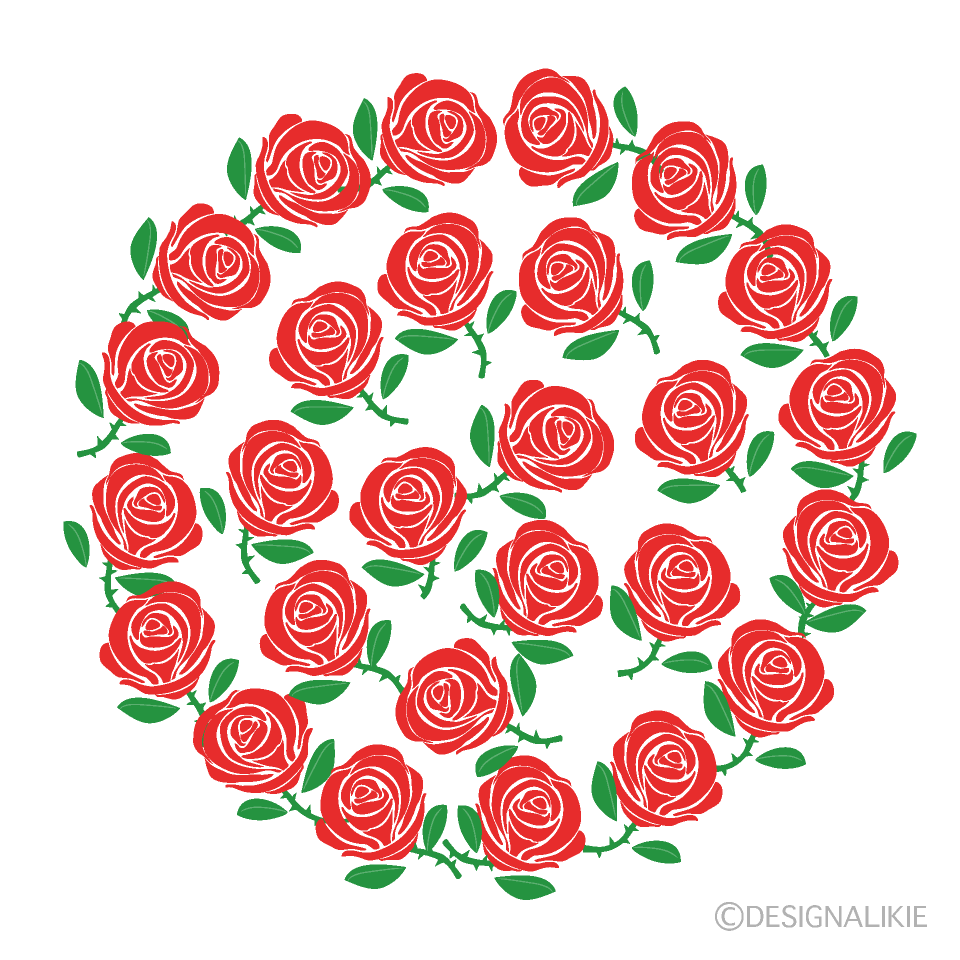 円形の赤バラ