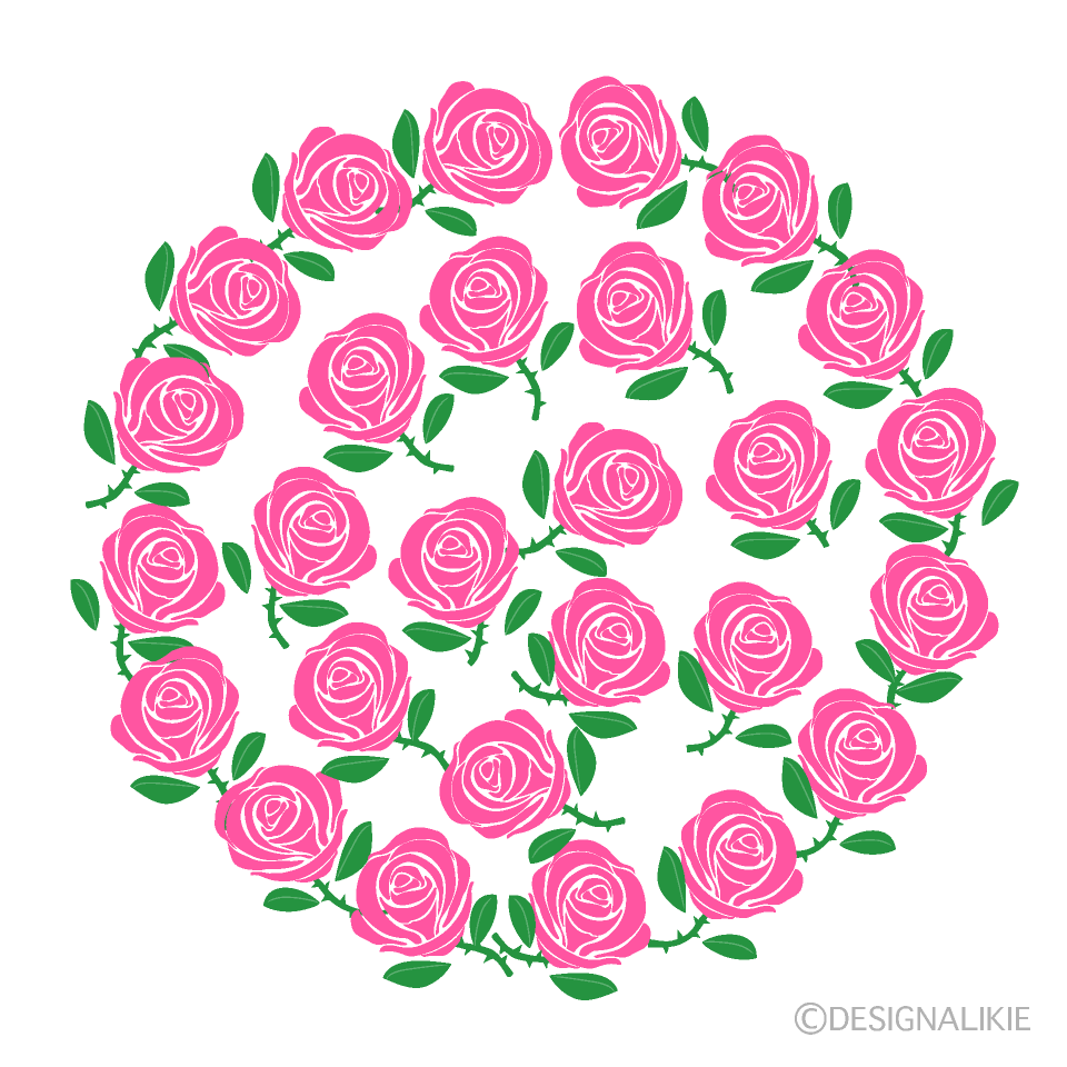 円形のピンクバラ