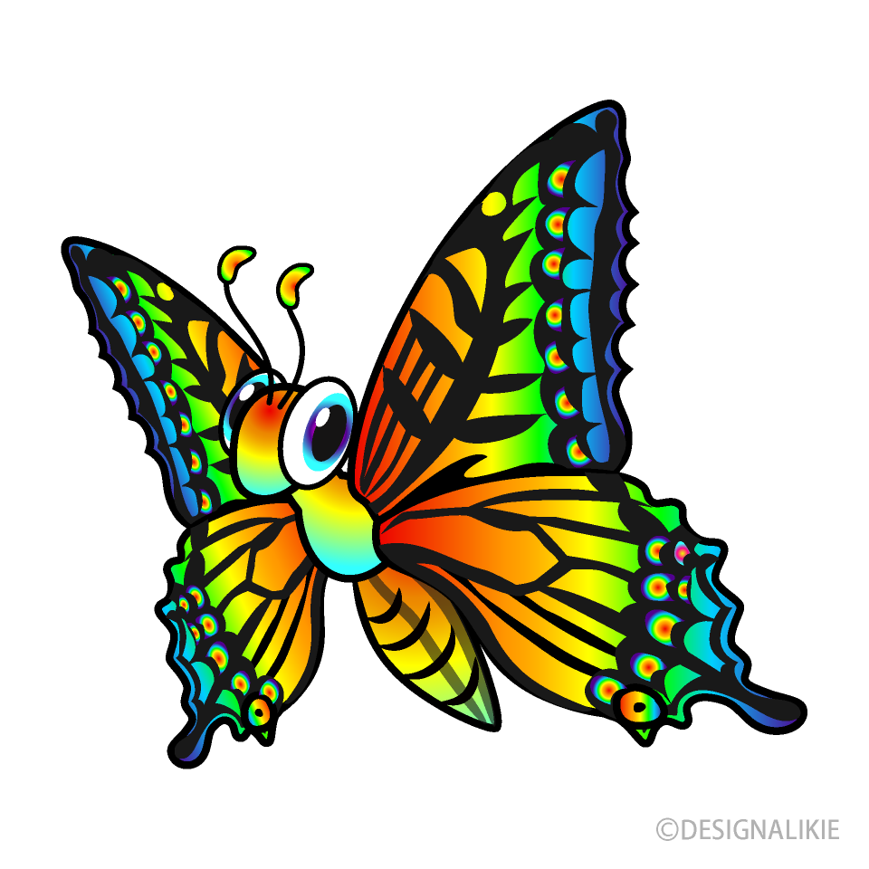 飛ぶ虹色の蝶キャラ