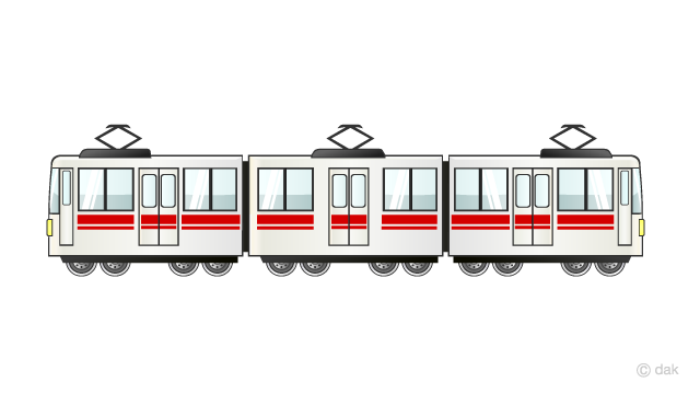 3両編成の電車イラストのフリー素材 イラストイメージ