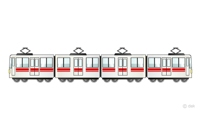 4両編成の電車の無料イラスト素材 イラストイメージ