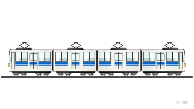 レールを走る電車イラストのフリー素材 イラストイメージ