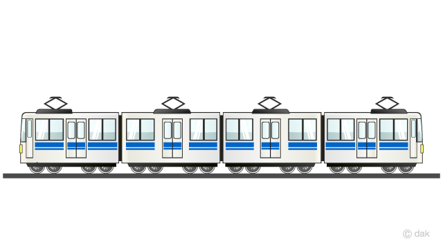 レールを走る電車