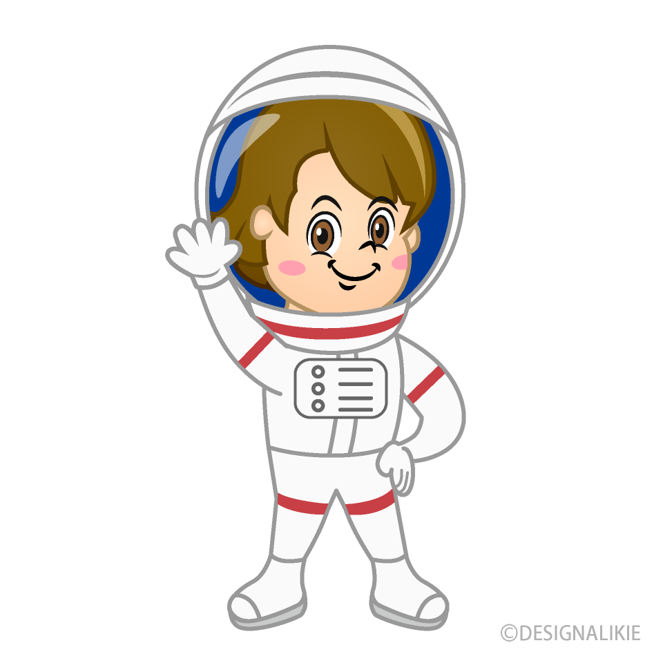 挨拶する女の子の宇宙飛行士