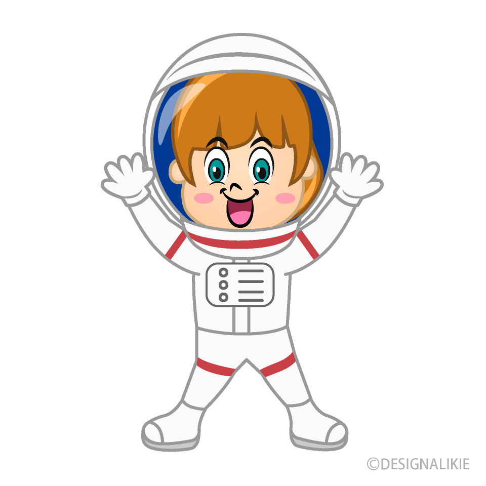 びっくりする女の子の宇宙飛行士