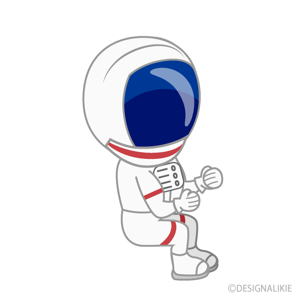 座ったかわいい宇宙飛行士