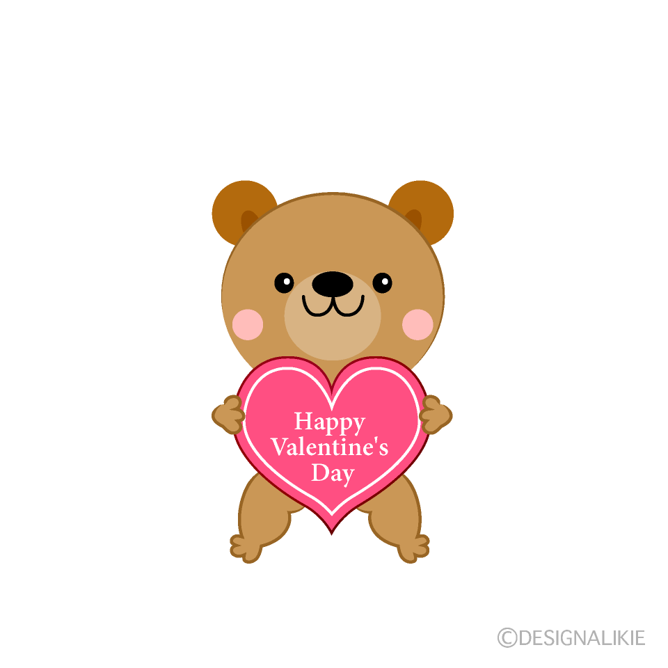 クマのバレンタインデーの無料イラスト素材 イラストイメージ