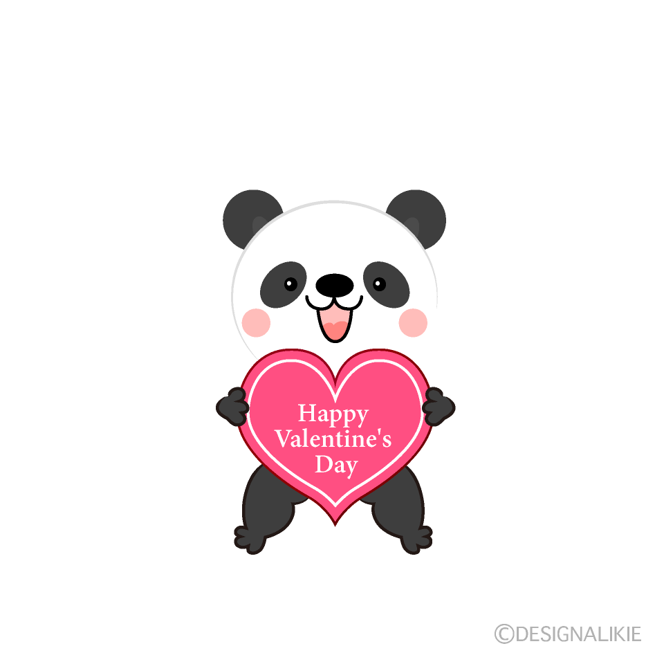 可愛いパンダのバレンタインイラストのフリー素材 イラストイメージ