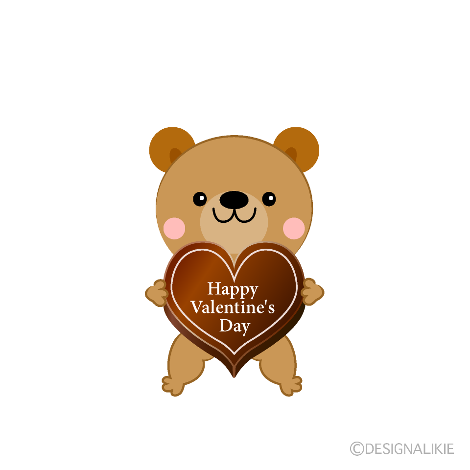 クマのバレンタインチョコの無料イラスト素材 イラストイメージ