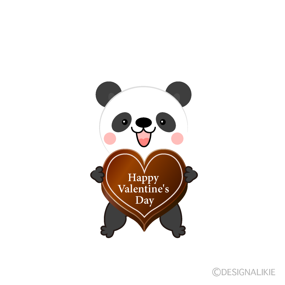 パンダのバレンタインチョコイラストのフリー素材 イラストイメージ