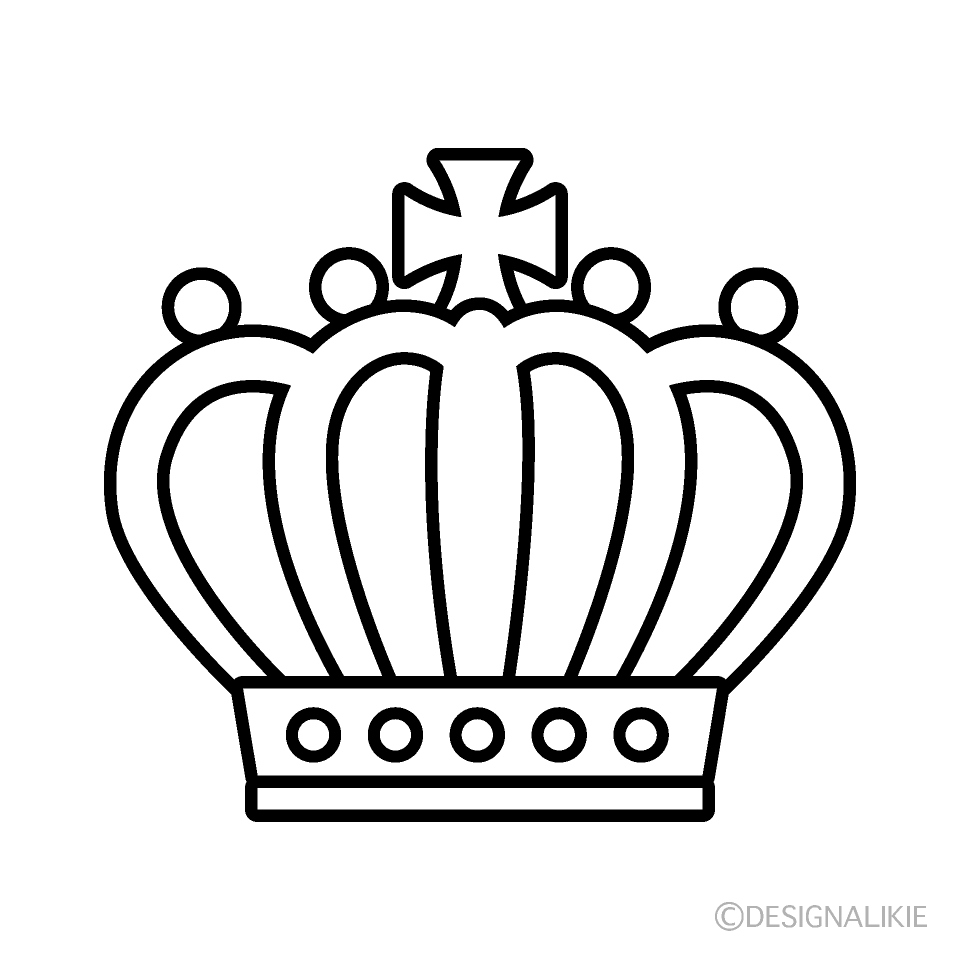 シンプルな王様の王冠(白黒)