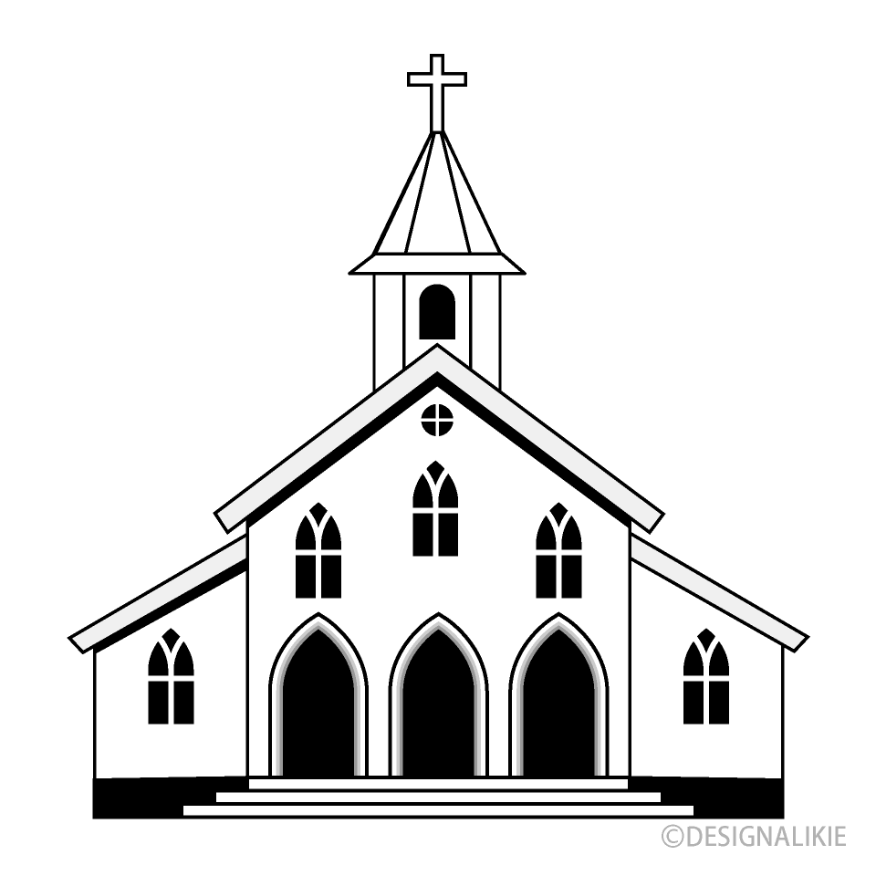 大きな教会（白黒）