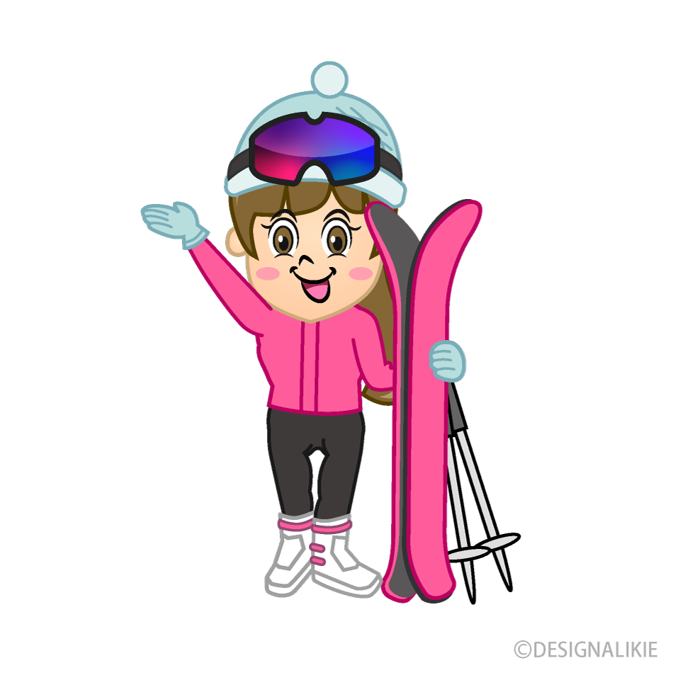 挨拶する女の子スキーヤー
