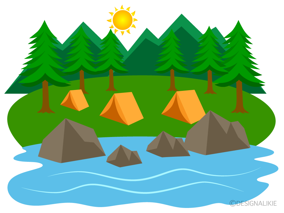 川辺のキャンプ場