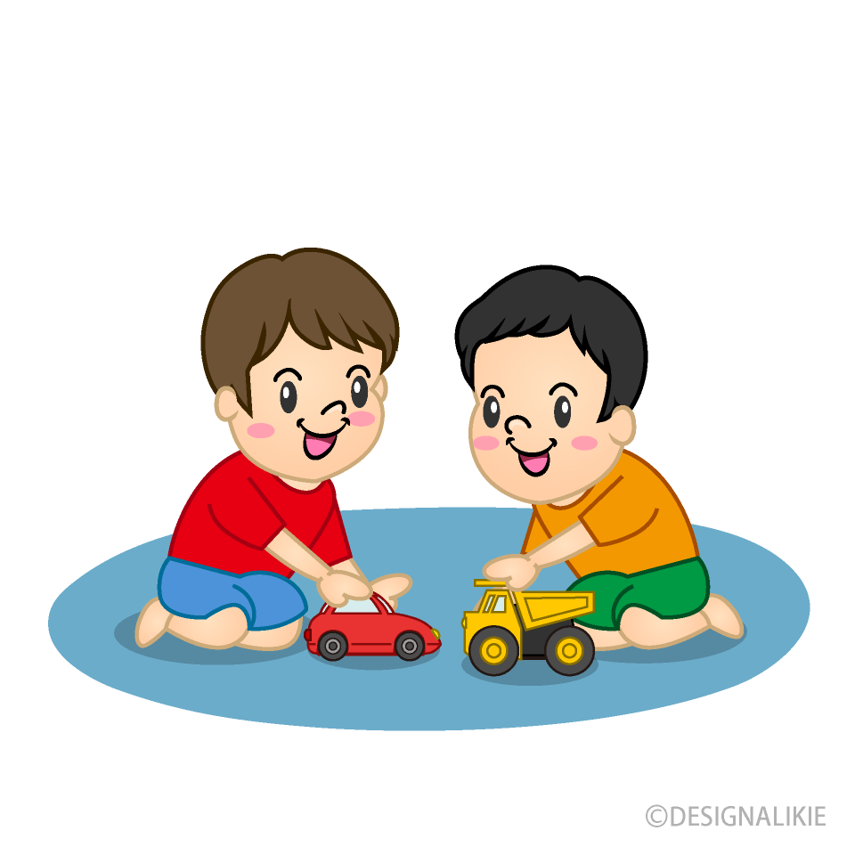 車のおもちゃで遊ぶ子供