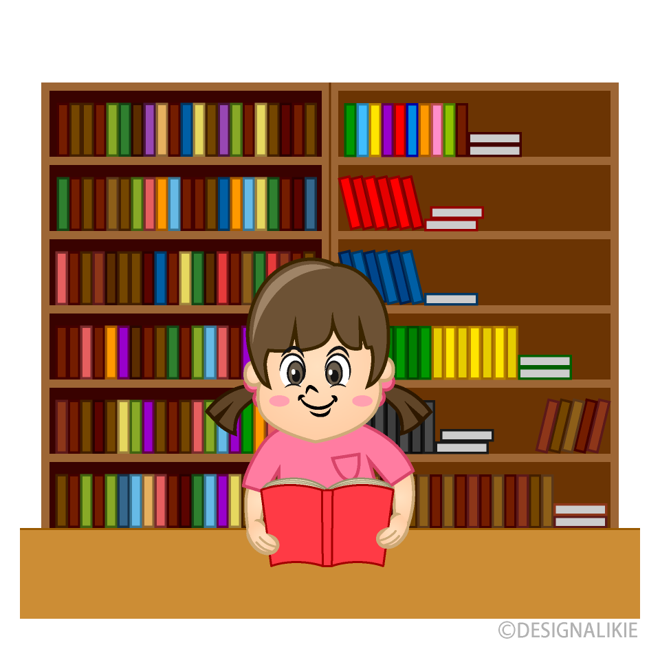 図書館で読書する女の子
