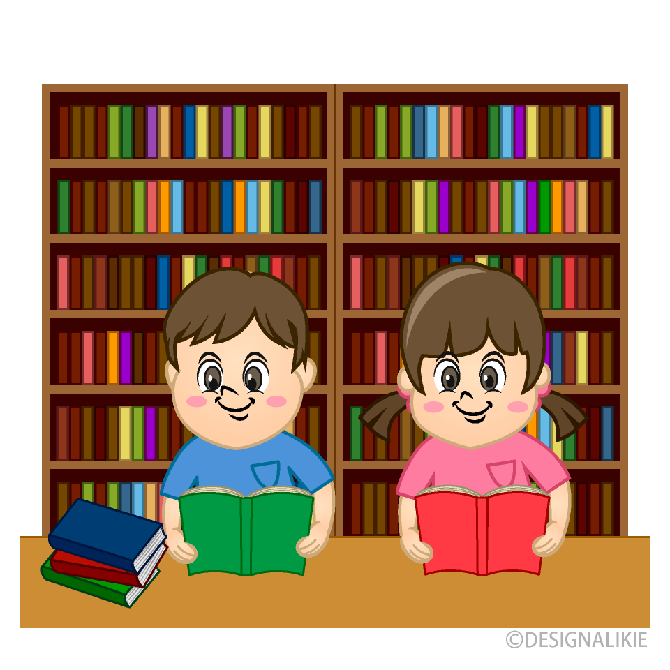 図書館で読書する子供
