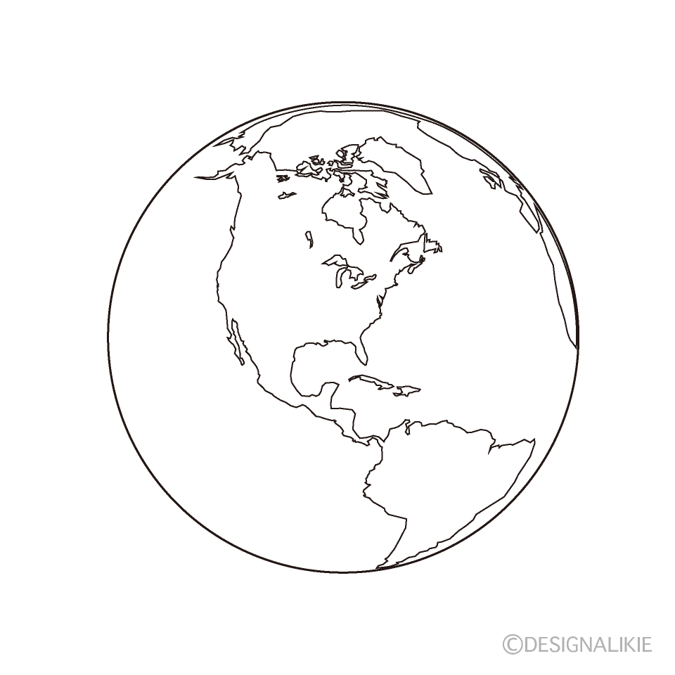 アメリカ大陸の地球（白黒）