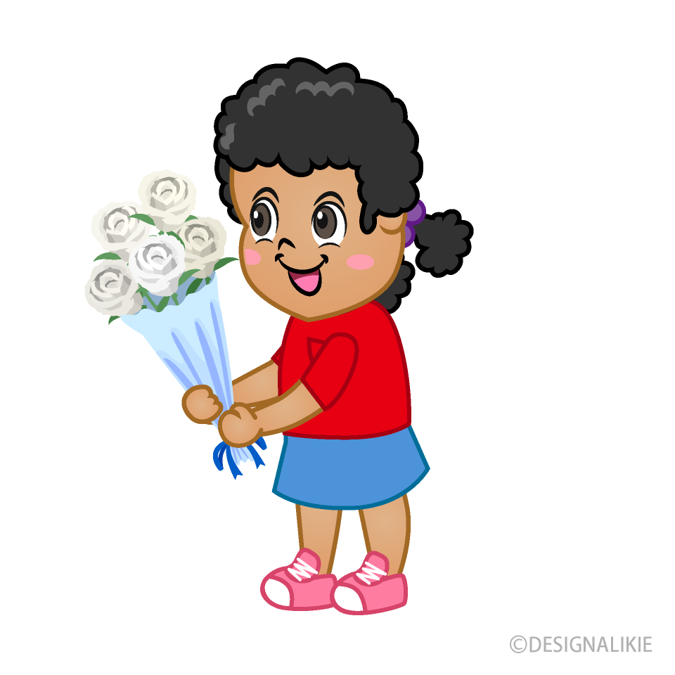 花束を贈る子供