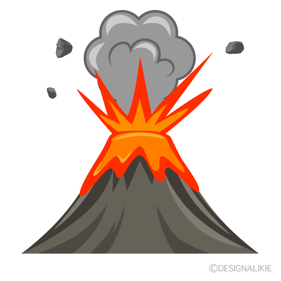 火山の噴火（グレー）