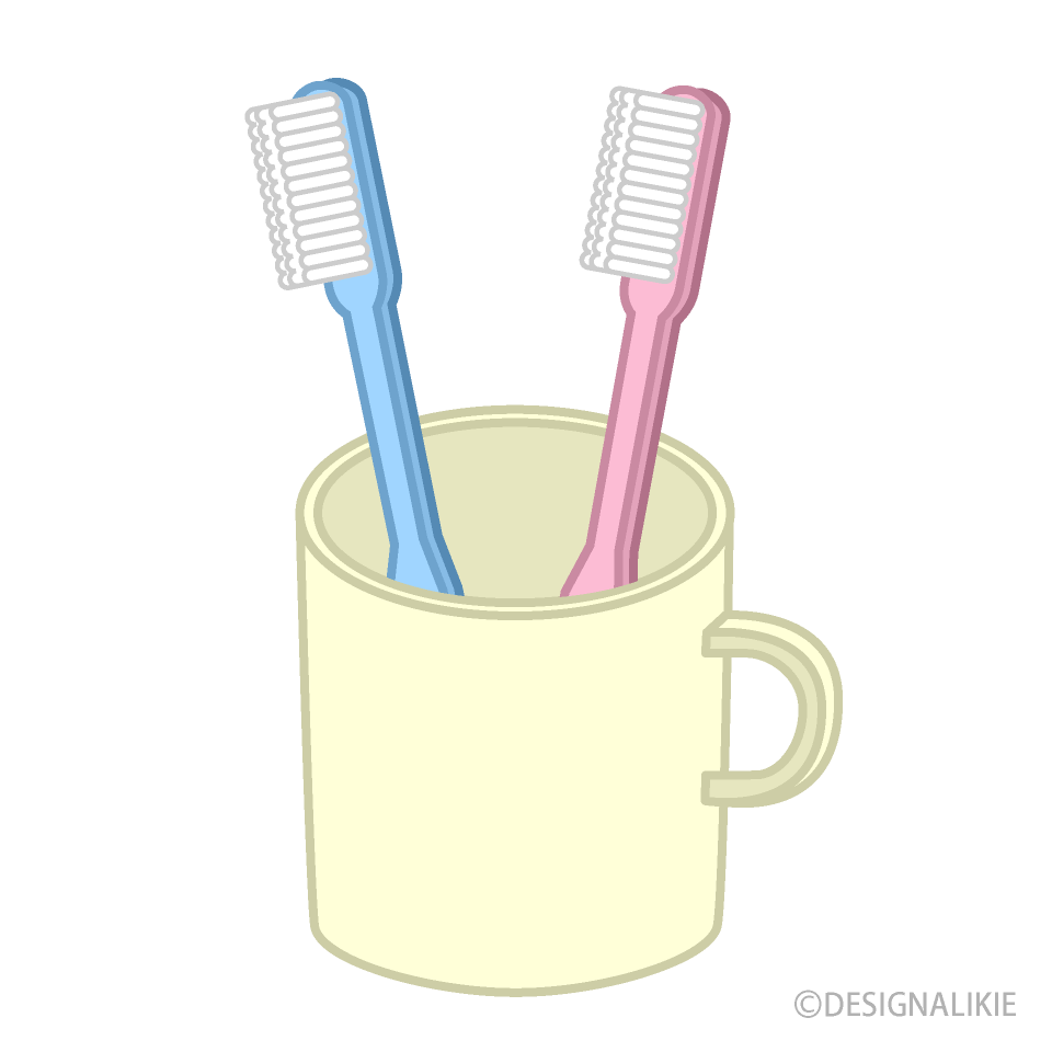 コップに入った歯ブラシの無料イラスト素材 イラストイメージ