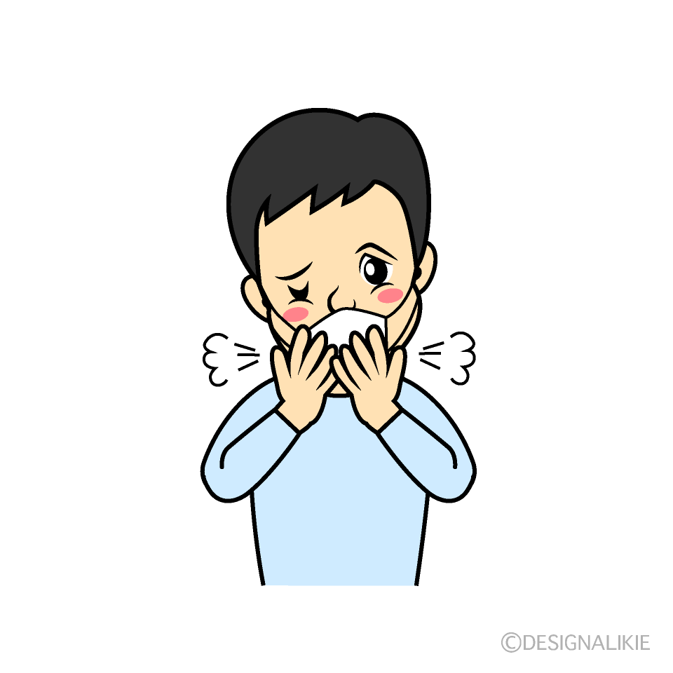 風邪で咳をする男の子イラストのフリー素材 イラストイメージ