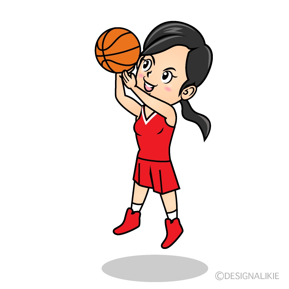 ジャンプシュートする女子バスケ選手