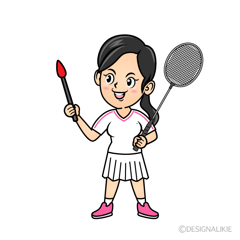 説明する女子バドミントン選手