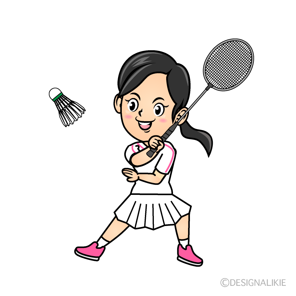 レシーブする女子バドミントン選手