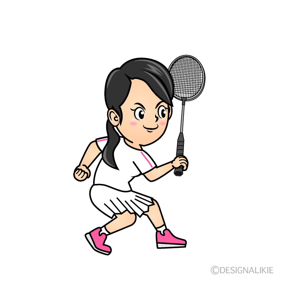 ラケットを振る女子バドミントン選手